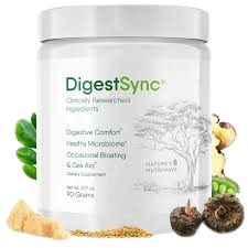 "DigestSync supplement bottle with a focus on gut health and digestion support."